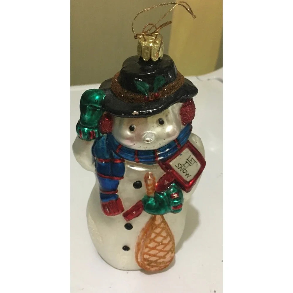 Blown Glass Snowman Christmas Ornament  